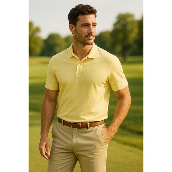 Club Room Yellow Mens Performance Regular Fit Stretch Polo Shirt - XXL - Picture 1 of 12